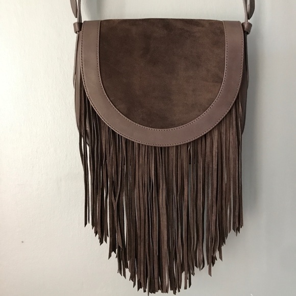 Frye Handbags - FRYE Brown Leather Fringe Saddle Bag